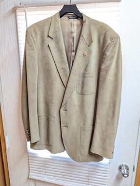 Suede-(40-Reg) Men's Blazer in Taupe